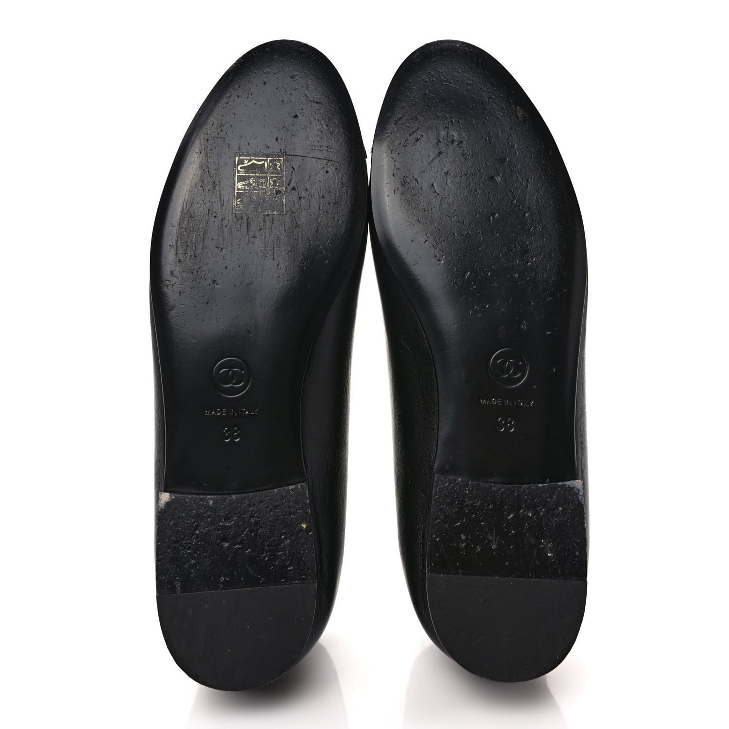 Lambskin Patent CC Cap Toe Ballerina Flats 38 Black