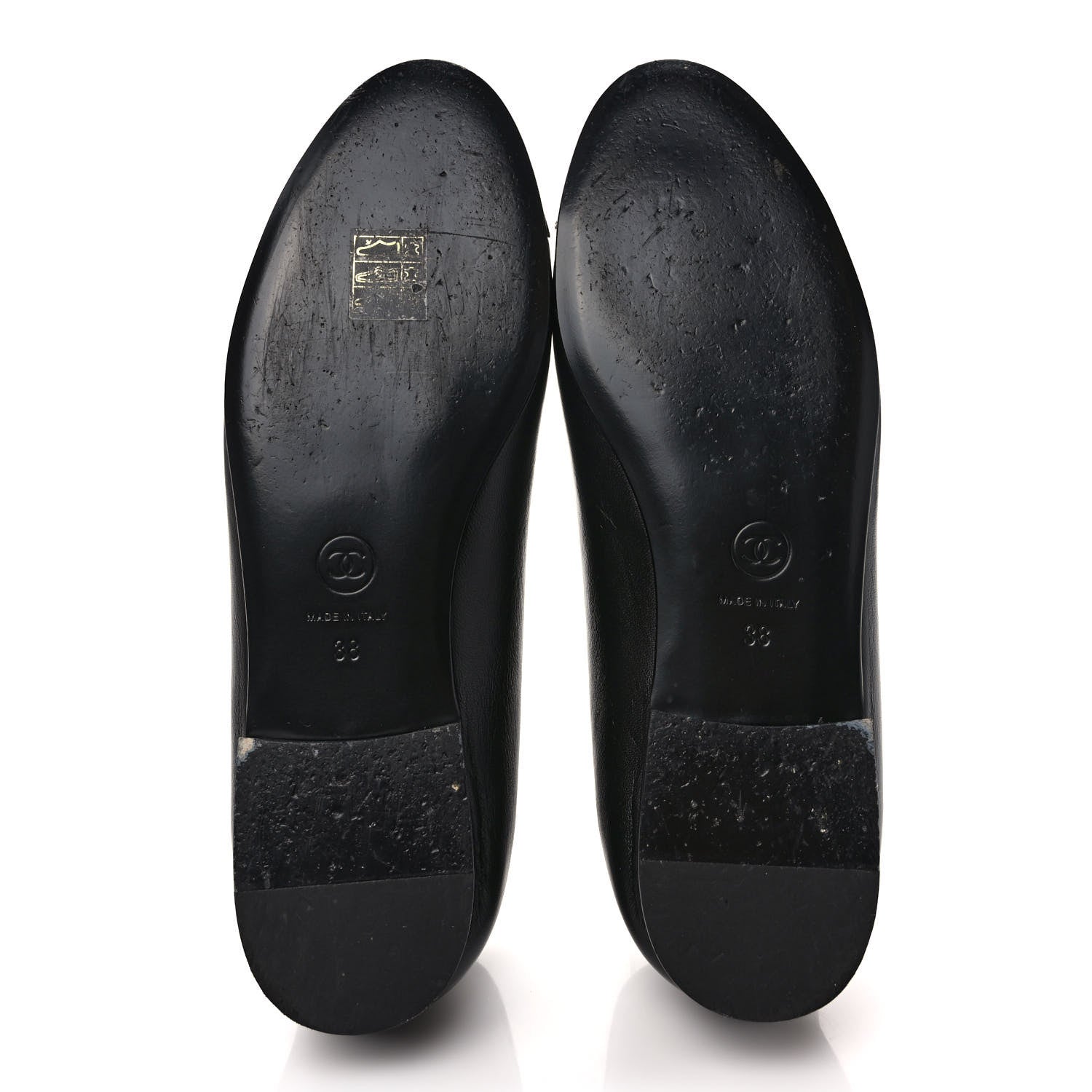 Chanel Lambskin Patent CC Cap Toe Ballerina Flats 38 Black 5 of 8