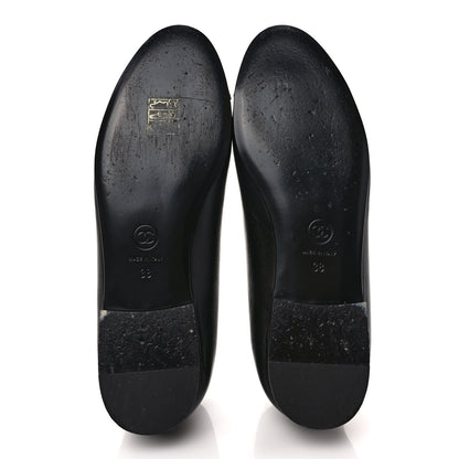 Chanel Lambskin Patent CC Cap Toe Ballerina Flats 38 Black 5 of 8