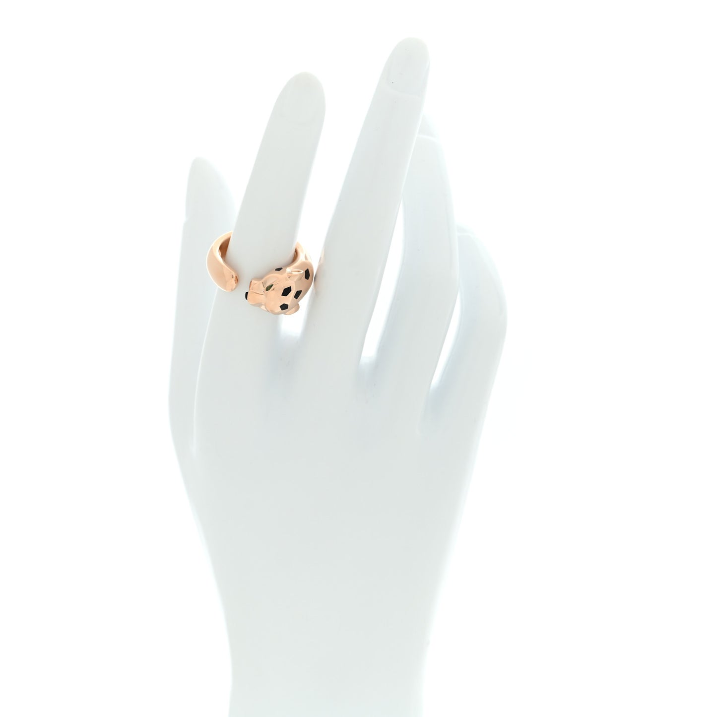 18K Pink Gold Black Lacquer Tsavorite Black Onyx Medium Panthere De Cartier Ring 53 6.5
