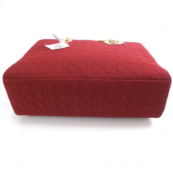 Christian Dior Nylon Cannage Large Lady Dior Red 4 of 8