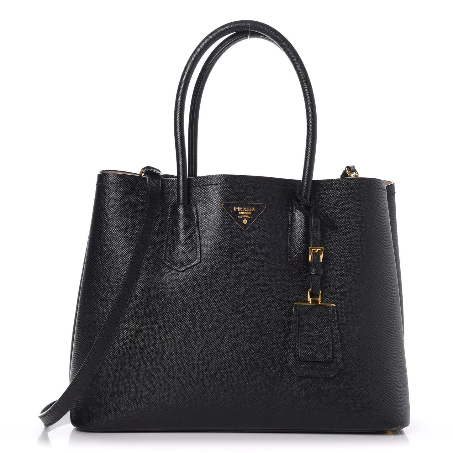 Saffiano Cuir Large Double Bag Black Mughetto