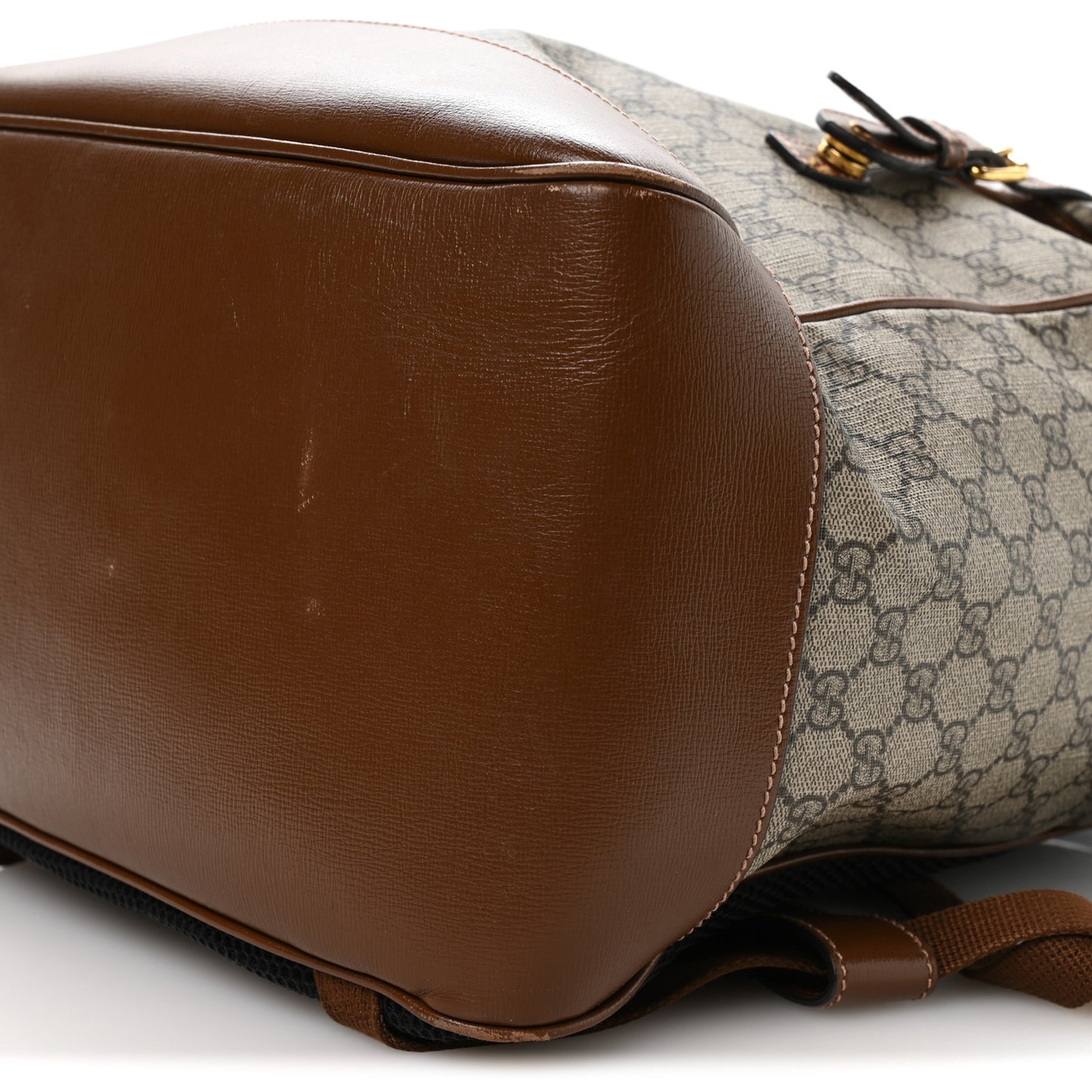 GG Supreme Monogram Azalea Calfskin Medium Retro Interlocking G Buckle Backpack Beige Ebony Brown Sugar