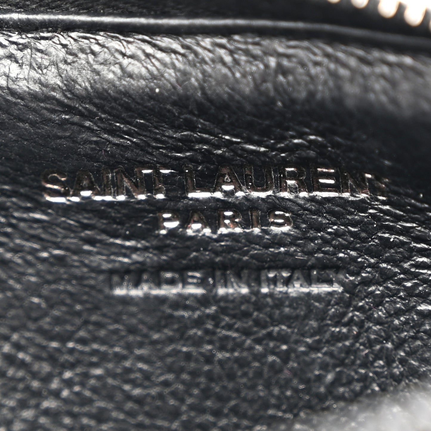 SAINT LAURENT Grain De Poudre Matelasse Chevron Monogram Fragments Zippered Card Case Black