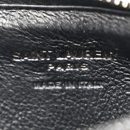 Saint Laurent SAINT LAURENT Grain De Poudre Matelasse Chevron Monogram Fragments Zippered Card Case Black 6 of 16