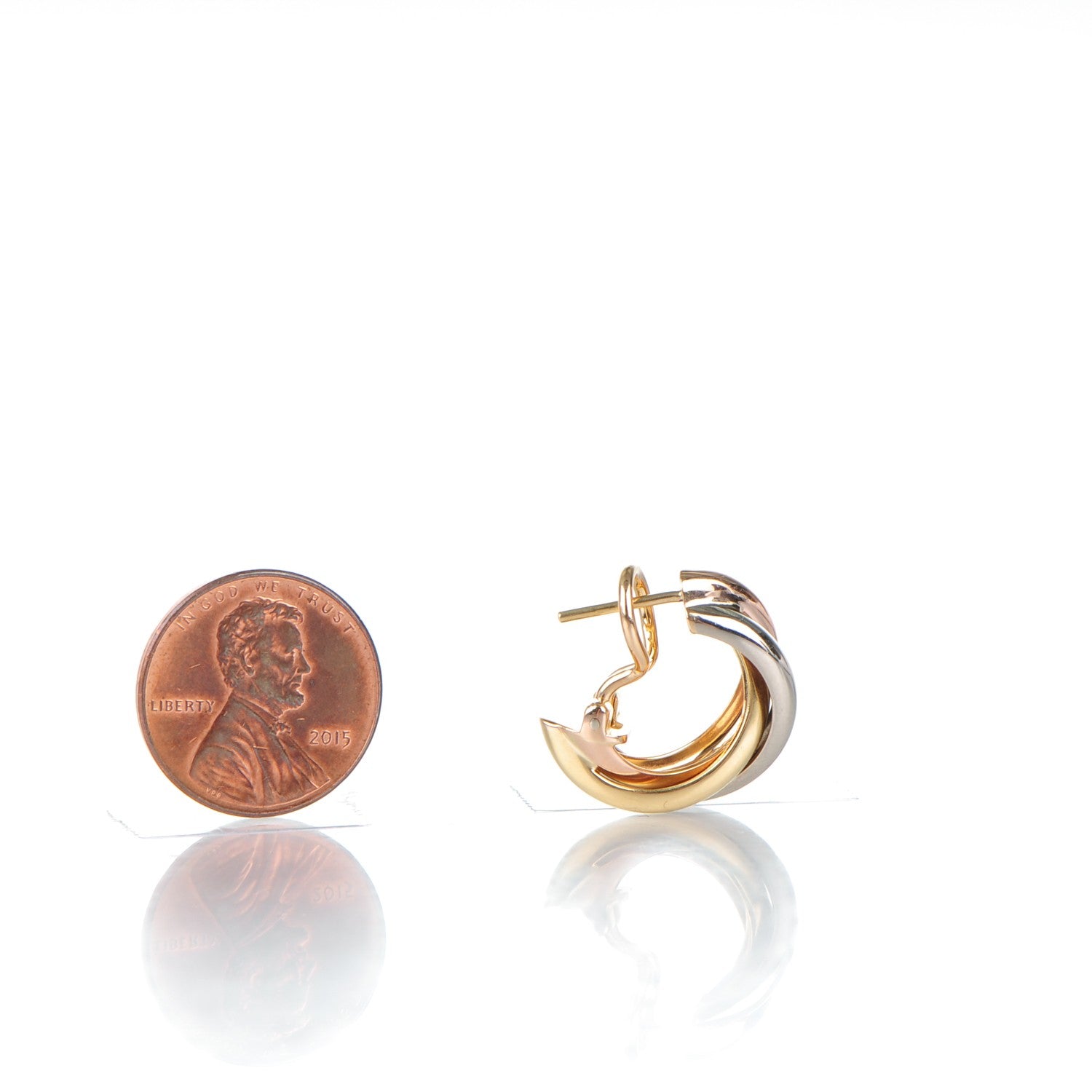Cartier 18K Pink Yellow White Gold Small Trinity Earrings 2 of 5