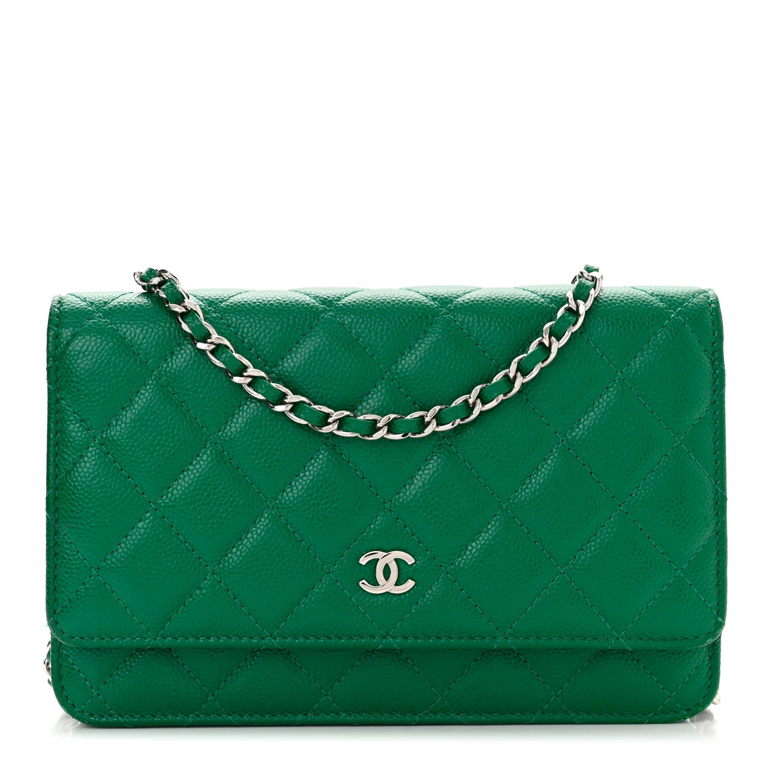 Chanel Caviar Quilted Wallet On Chain WOC Green 1 of 12
