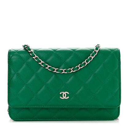 Chanel Caviar Quilted Wallet On Chain WOC Green 1 of 12