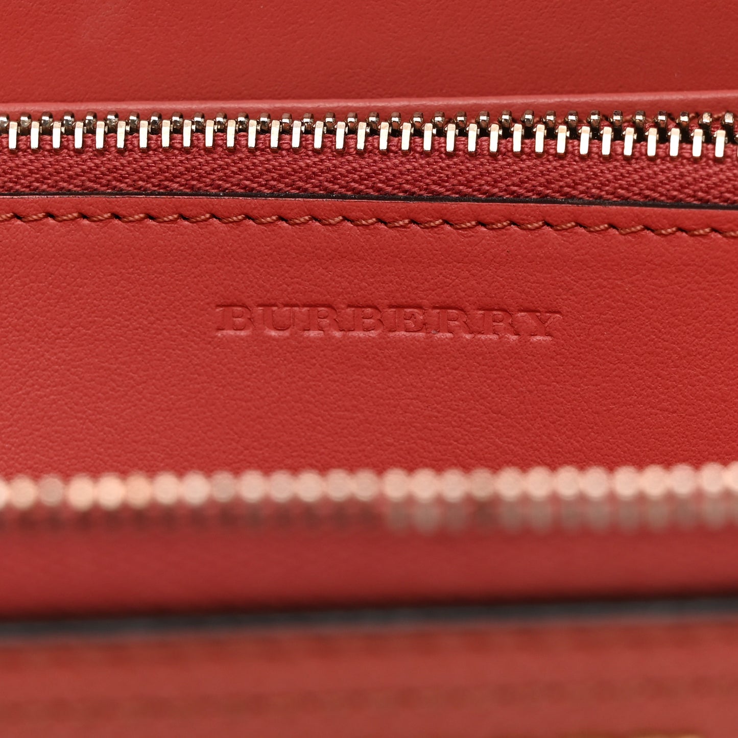 Grainy Calfskin Zip Around Wallet Cinnamon Red