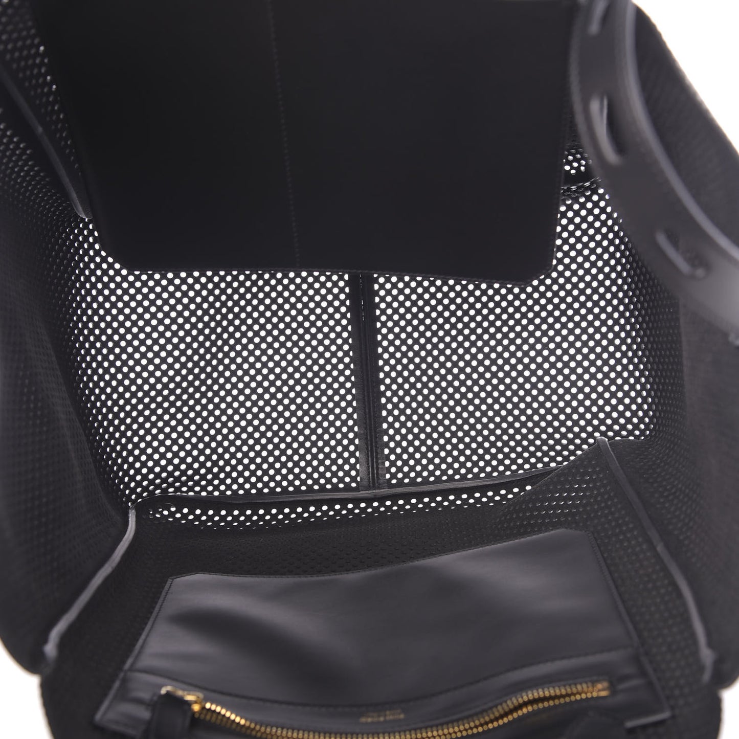 Calfskin Perforated T Twist Tote Black