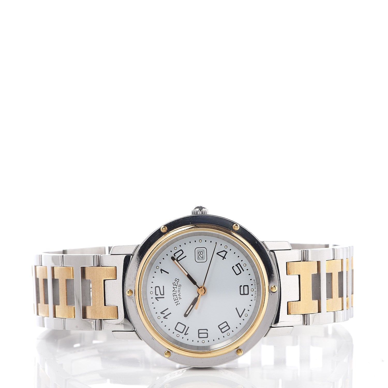 Hermes Stainless Steel 30mm Clipper Quartz Watch Gold 3 of 6