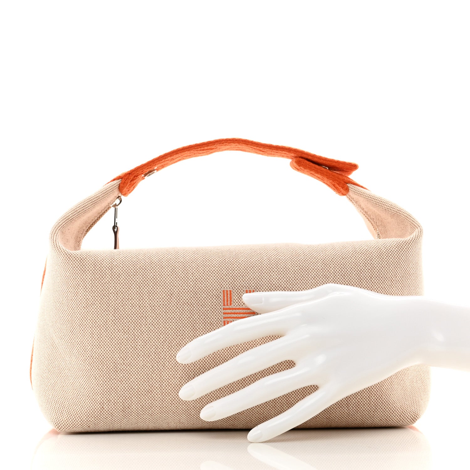 Hermes Canvas Large Bride-A-Brac Pouch Natural Orange 2 of 6