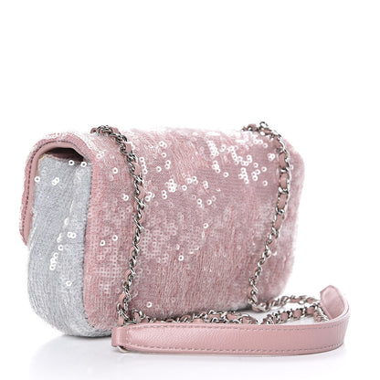 Chanel Sequin Mini Waterfall Flap Pink Blue Yellow 3 of 10