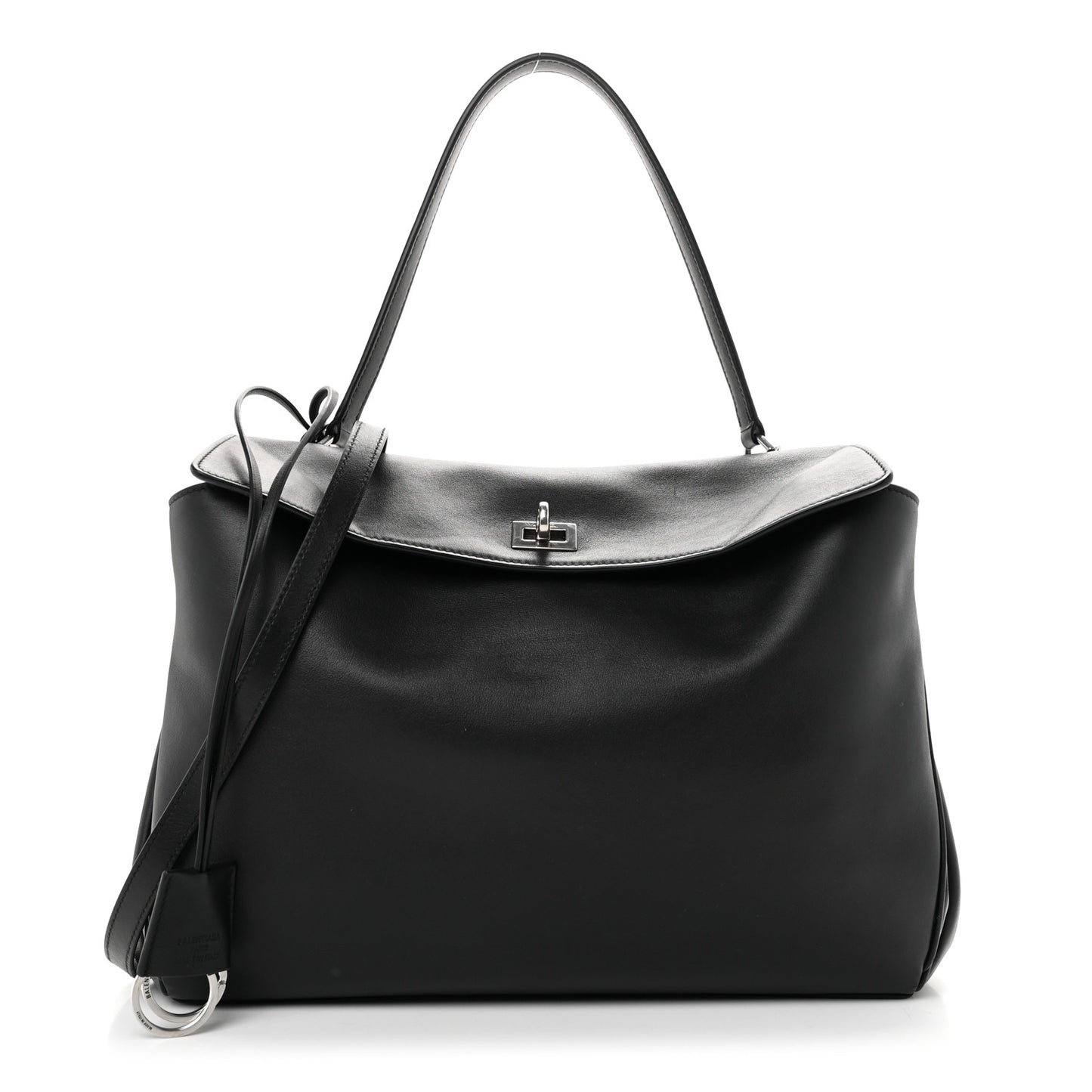 Natural Smooth Calfskin Medium Rodeo Top Handle Handbag Black Black