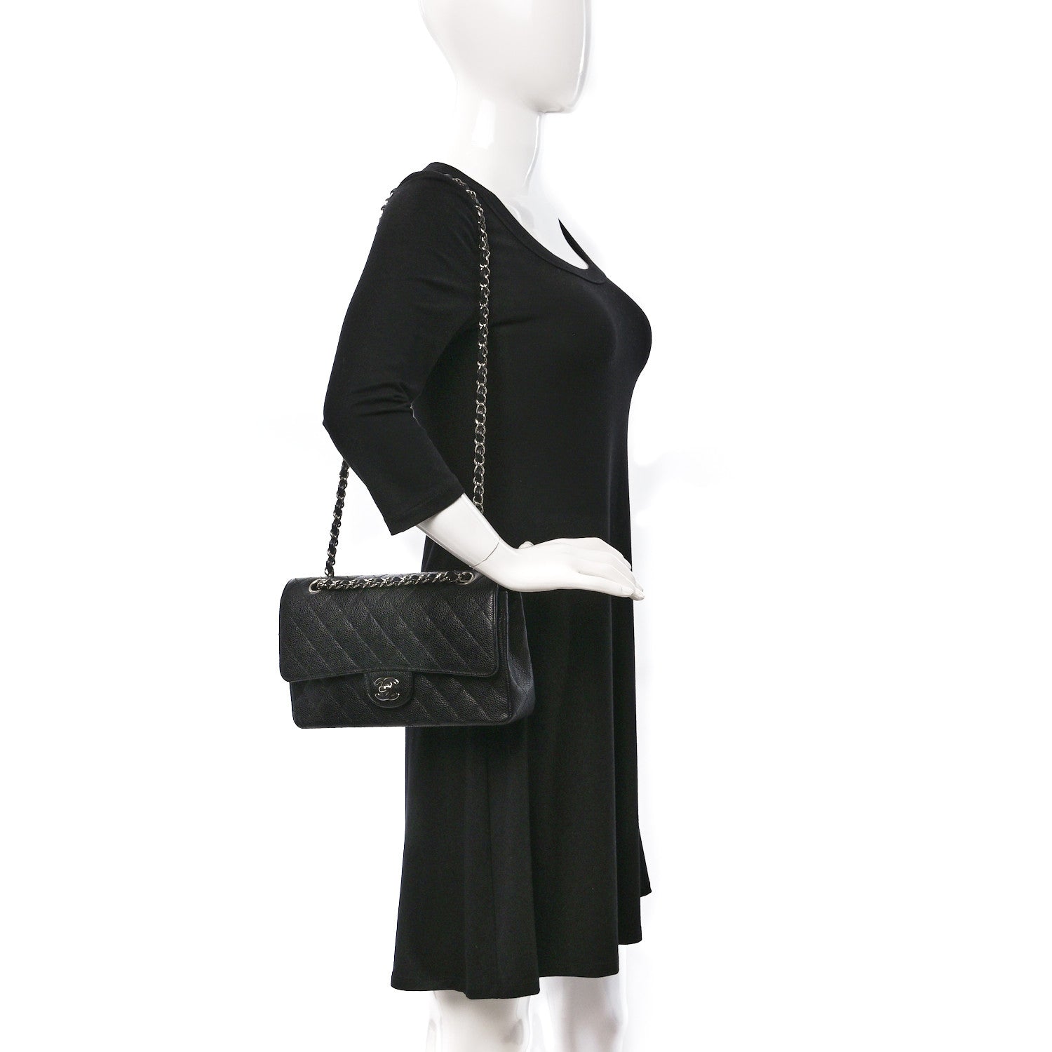 Chanel Caviar Quilted Medium Double Flap Black 2 of 9