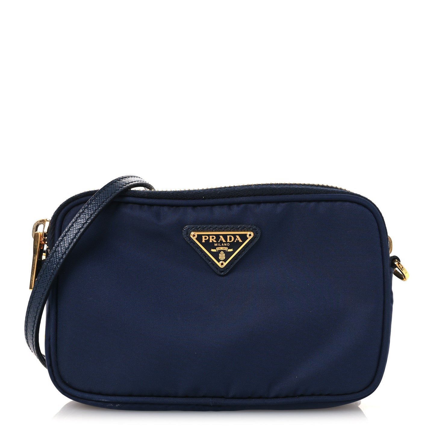 Tessuto Nylon Saffiano Mini Camera Crossbody Royal