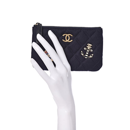 Chanel Wool Quilted Paris-Hamburg Charms Small Cosmetic Case Navy 2 of 8
