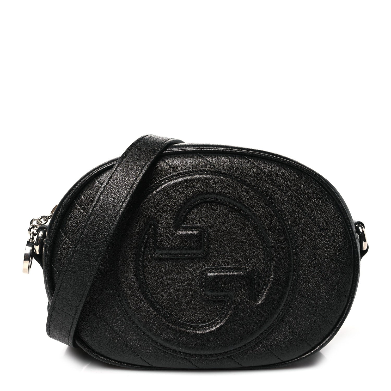Gucci Sakai Be Green Calfskin Diagonal Stitched Mini Blondie Shoulder Bag Black 1 of 10