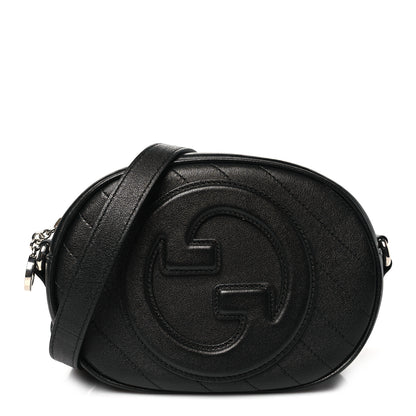 Gucci Sakai Be Green Calfskin Diagonal Stitched Mini Blondie Shoulder Bag Black 1 of 10