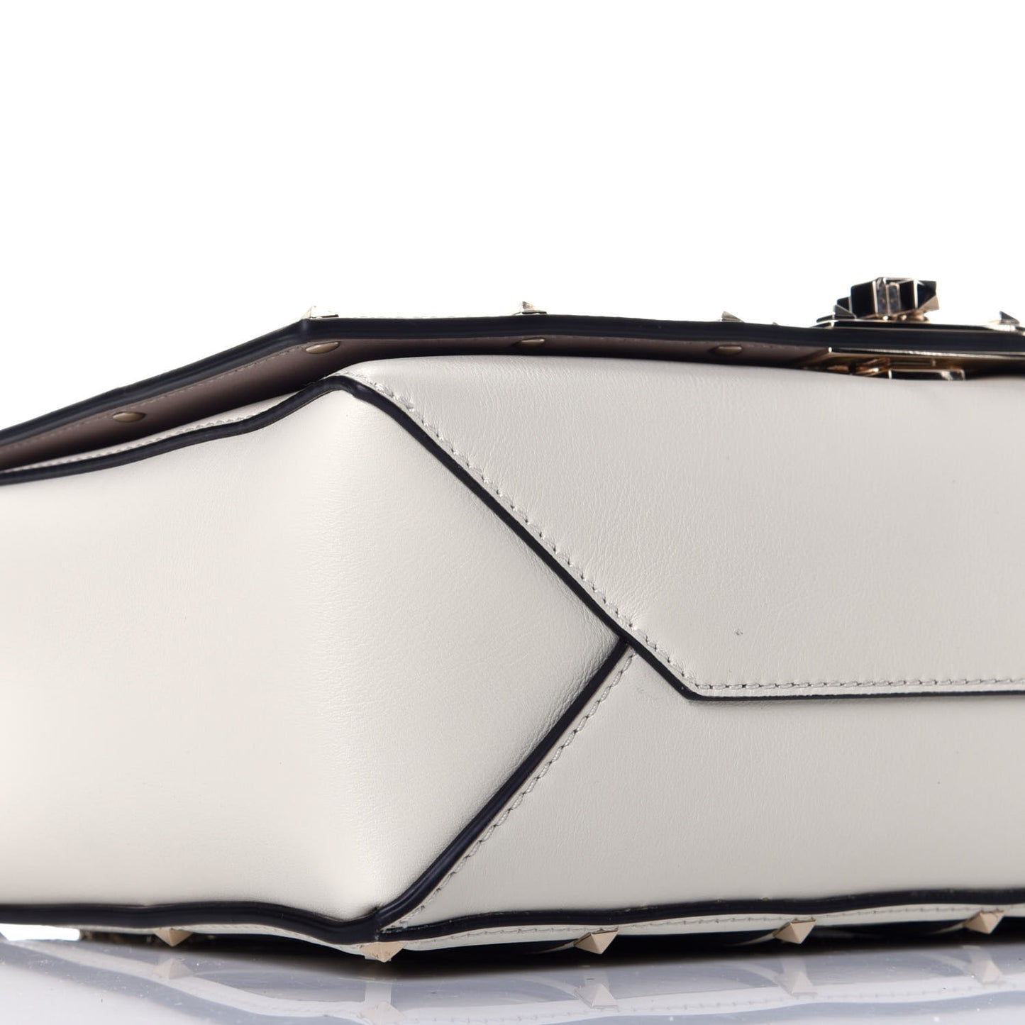 Smooth Calfskin Quilted Beehive Shoulder Bag Light Ivory
