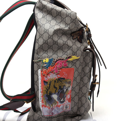 Gucci Soft GG Supreme Monogram Courrier Web Double Buckle Backpack Beige New Acero 13 of 19