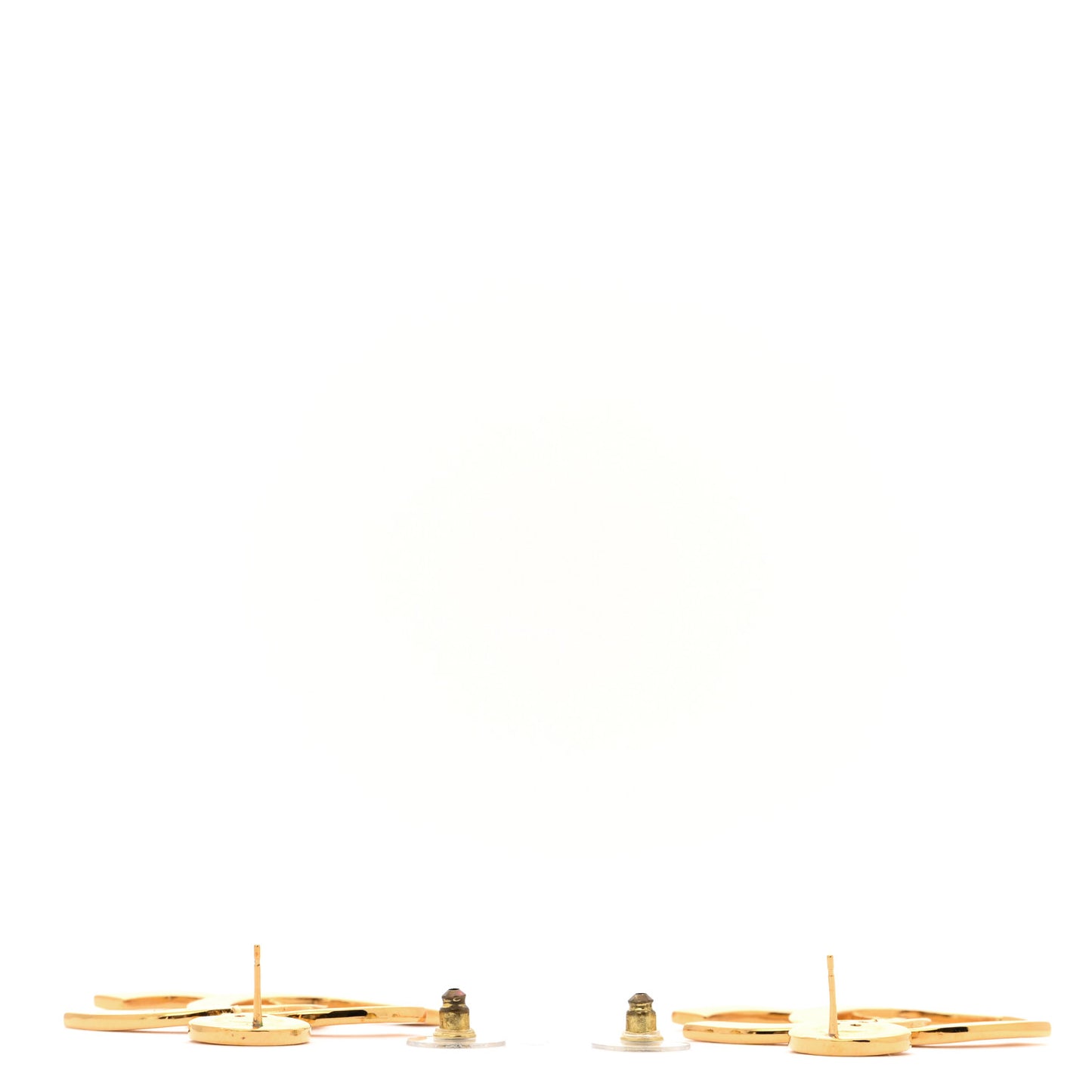 Metal Large Paris Button Earrings Gold