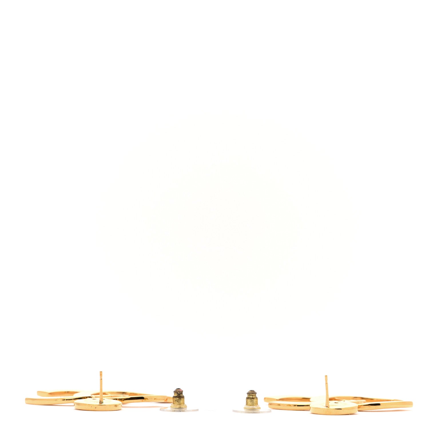 Chanel Metal Large Paris Button Earrings Gold 3 of 5