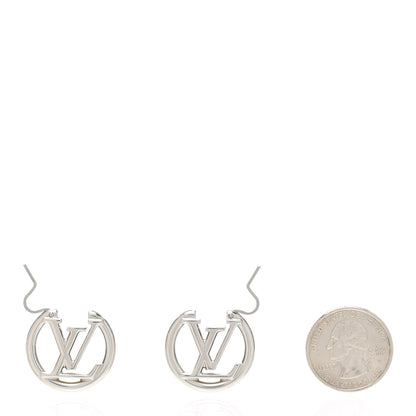 Louis Vuitton Palladium Small Louise Hoop Earrings Silver 2 of 4