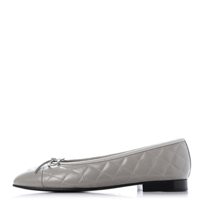 Chanel Crumpled Lambskin Quilted CC Ballerina Flats 39 Grey 1 of 10