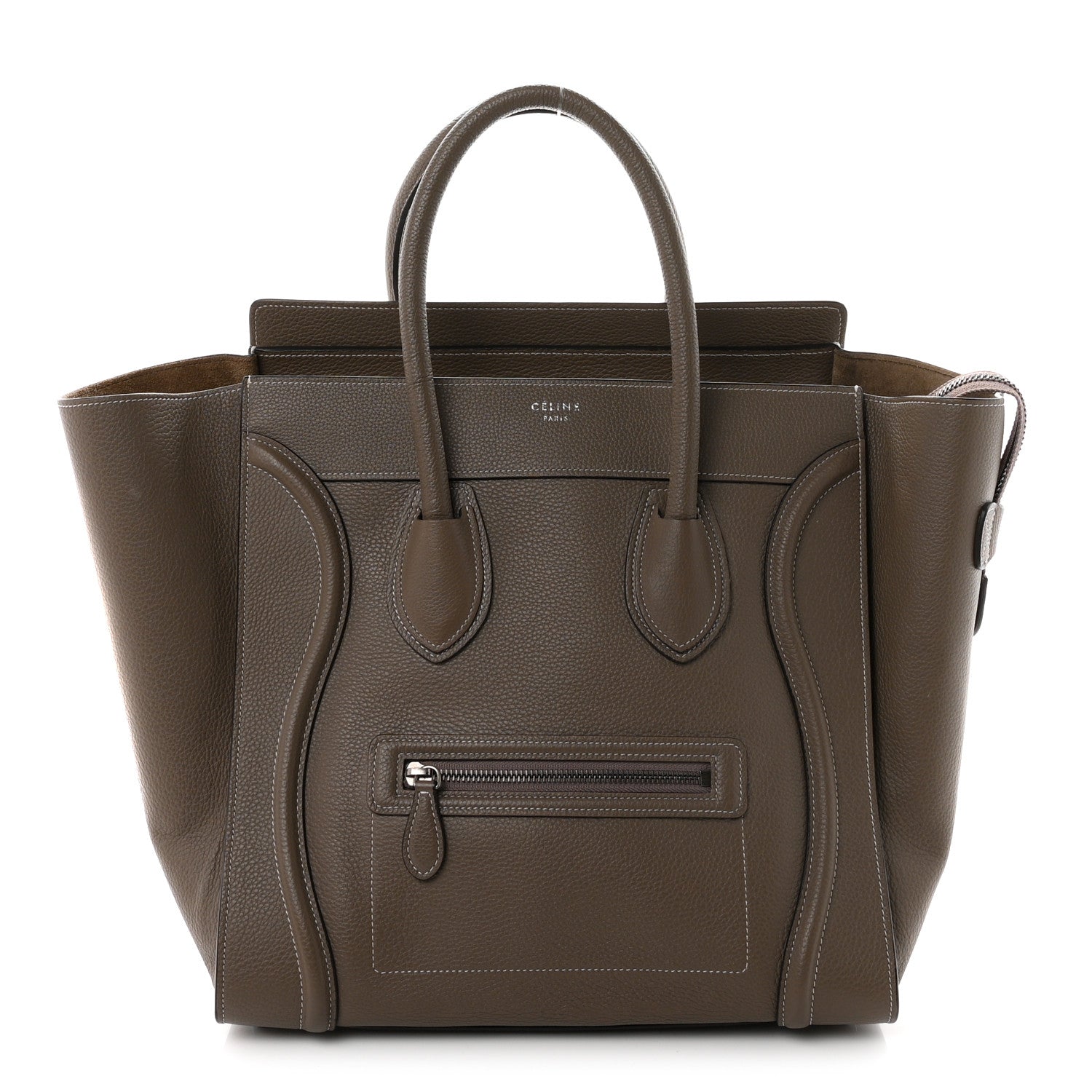 Celine Drummed Calfskin Mini Luggage Souris 1 of 10