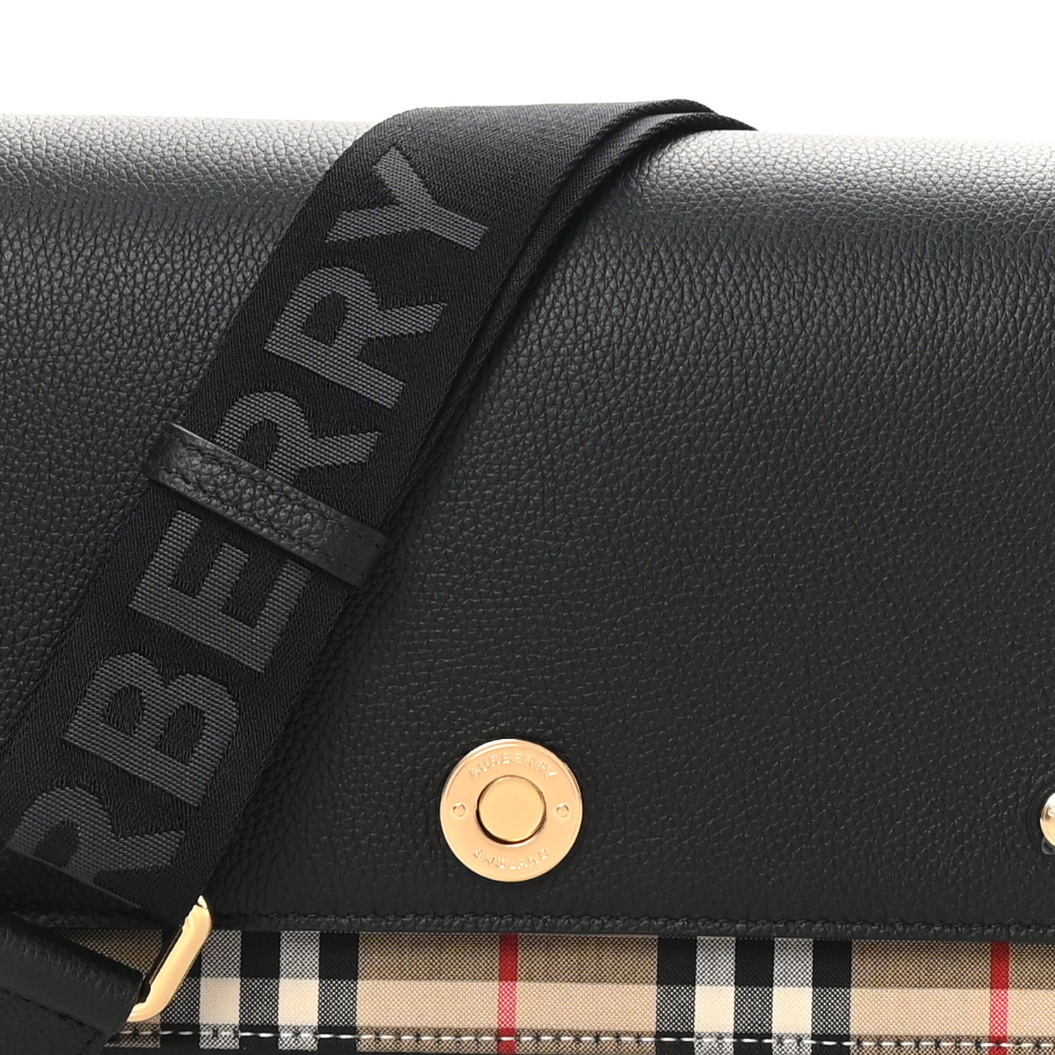 Burberry Grainy Calfskin Vintage Check Note Crossbody Bag Black 7 of 9