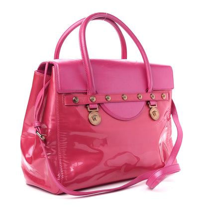 Versace Patent Calfskin Large Signature Tote Pink 3 of 16