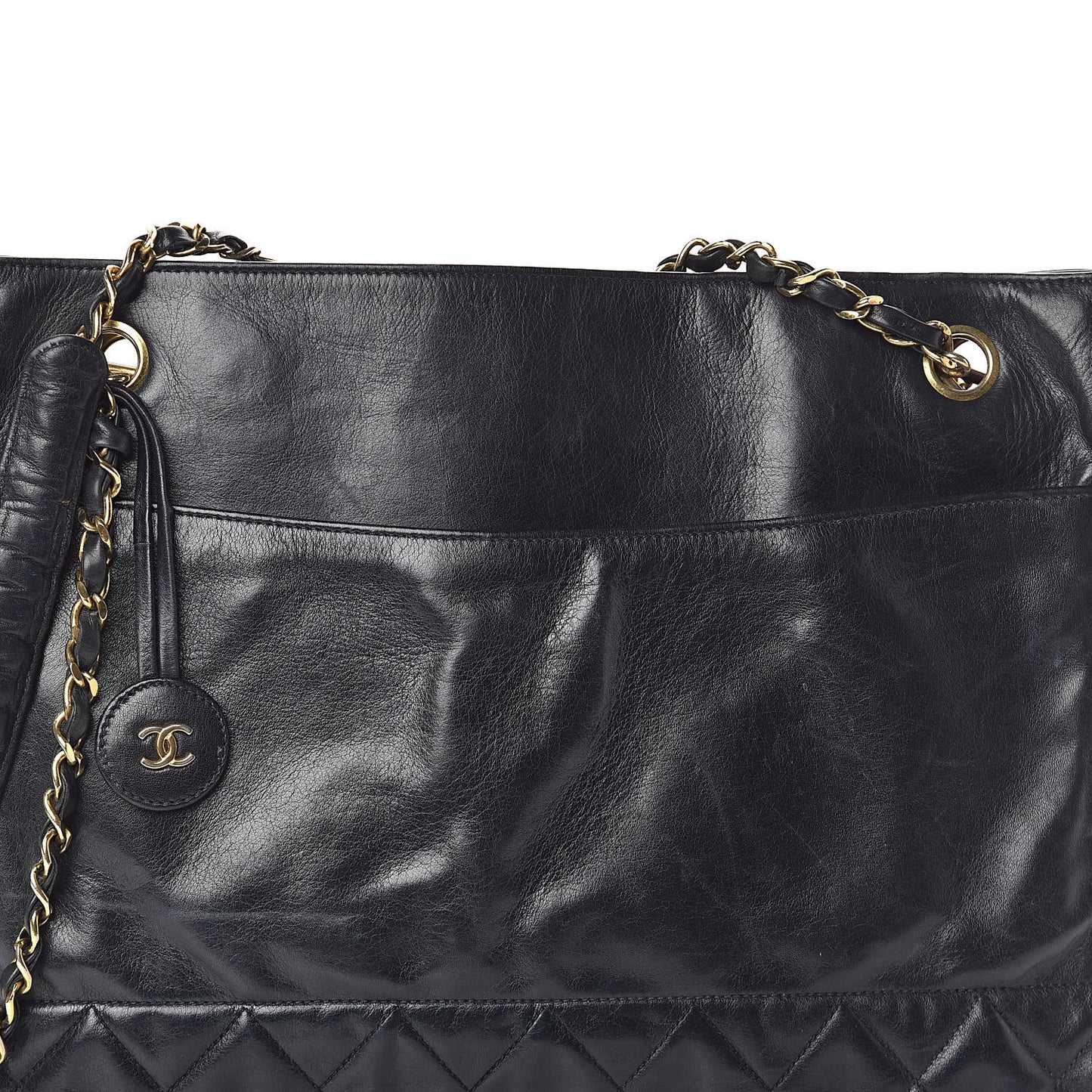 Lambskin Shopping Tote Navy