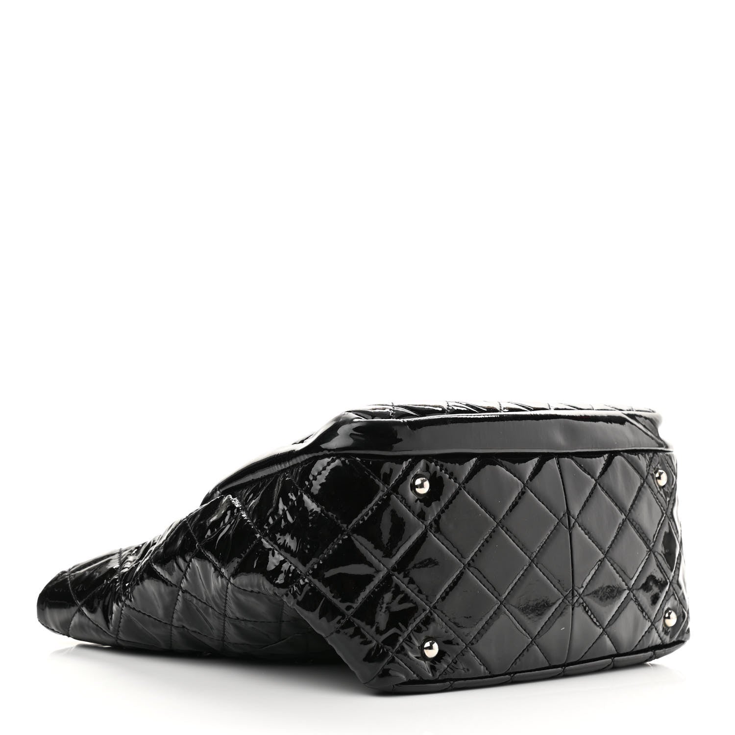Chanel Patent Quilted Chic and Glitter Large Tote Black 3 of 9