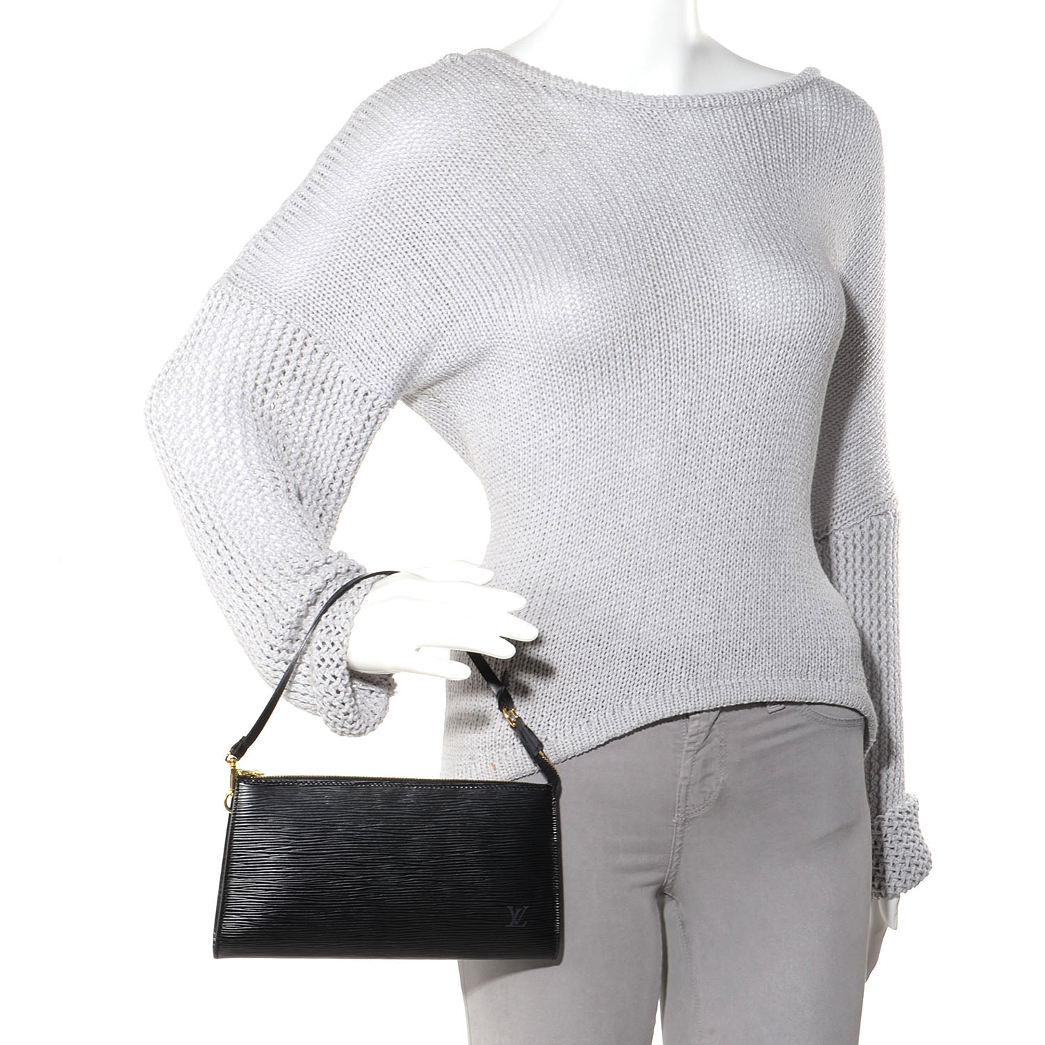 Louis Vuitton Epi Pochette Accessories 21 Black 2 of 7