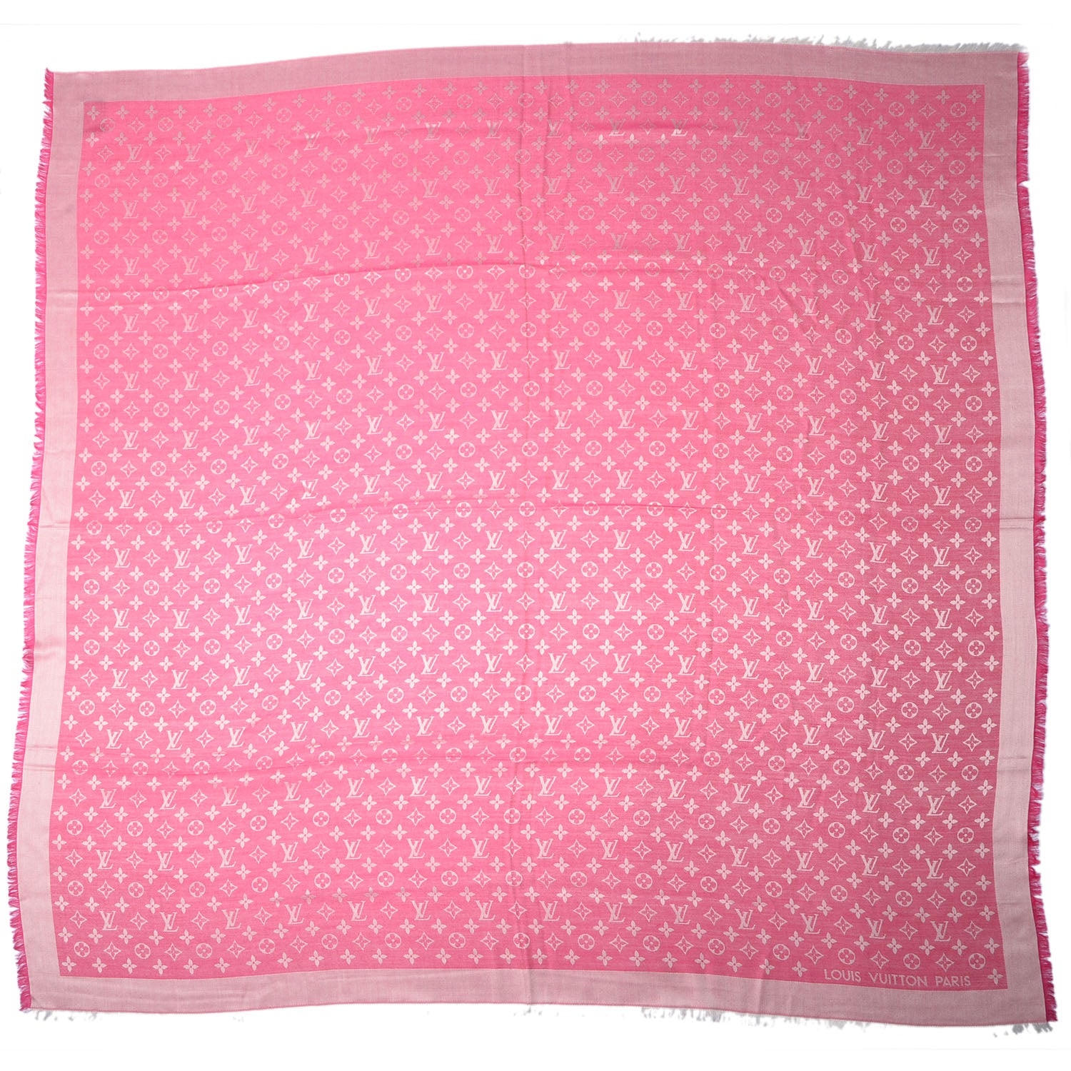 Louis Vuitton Silk Wool Monogram Denim Shawl Pivoine 3 of 5