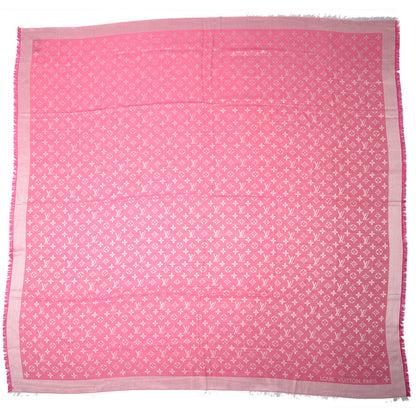 Louis Vuitton Silk Wool Monogram Denim Shawl Pivoine 3 of 5
