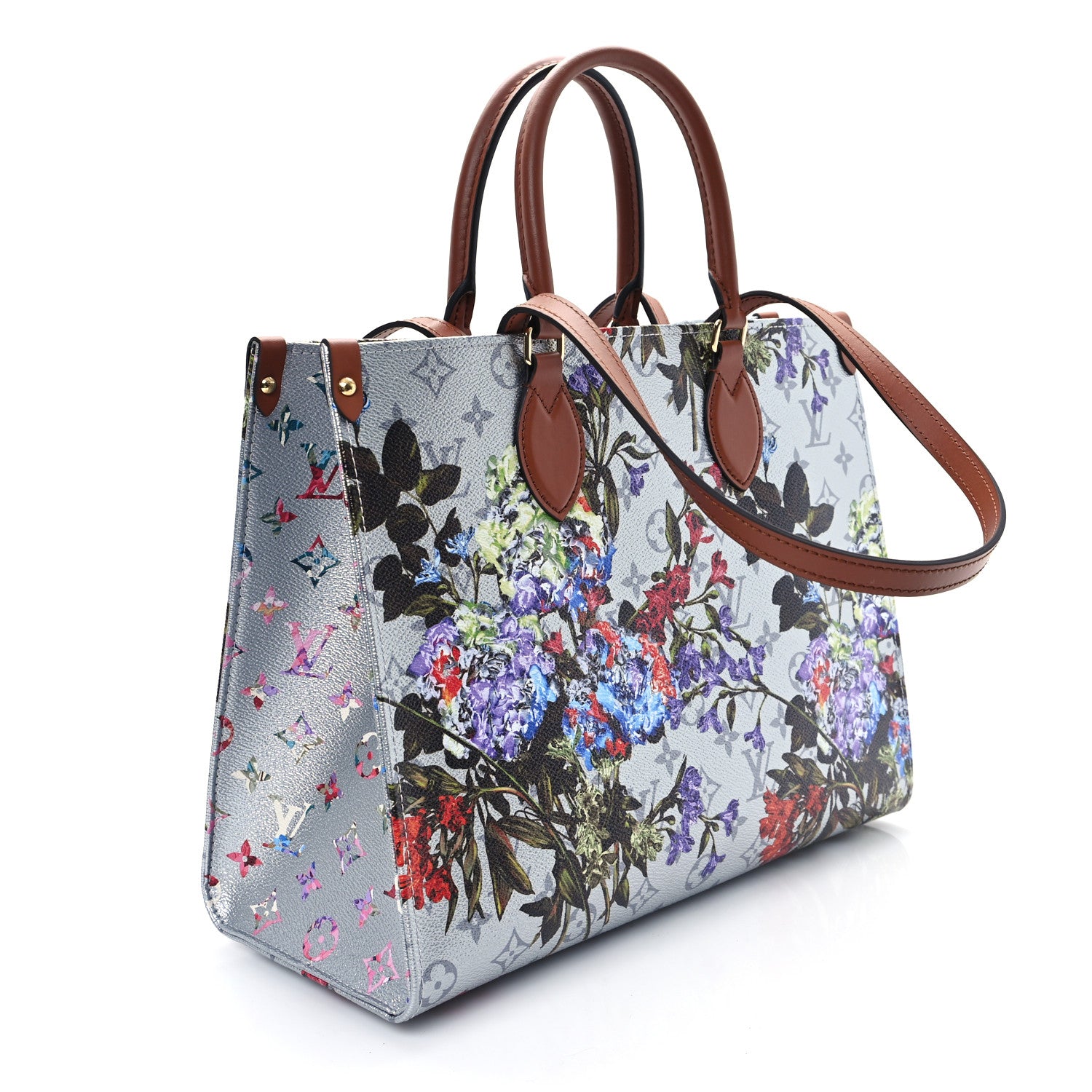 Louis Vuitton Metallic Monogram LV Garden OnTheGo MM Silver 3 of 9