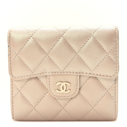 Chanel Iridescent Calfskin Quilted Compact Flap Wallet Beige 1 of 9
