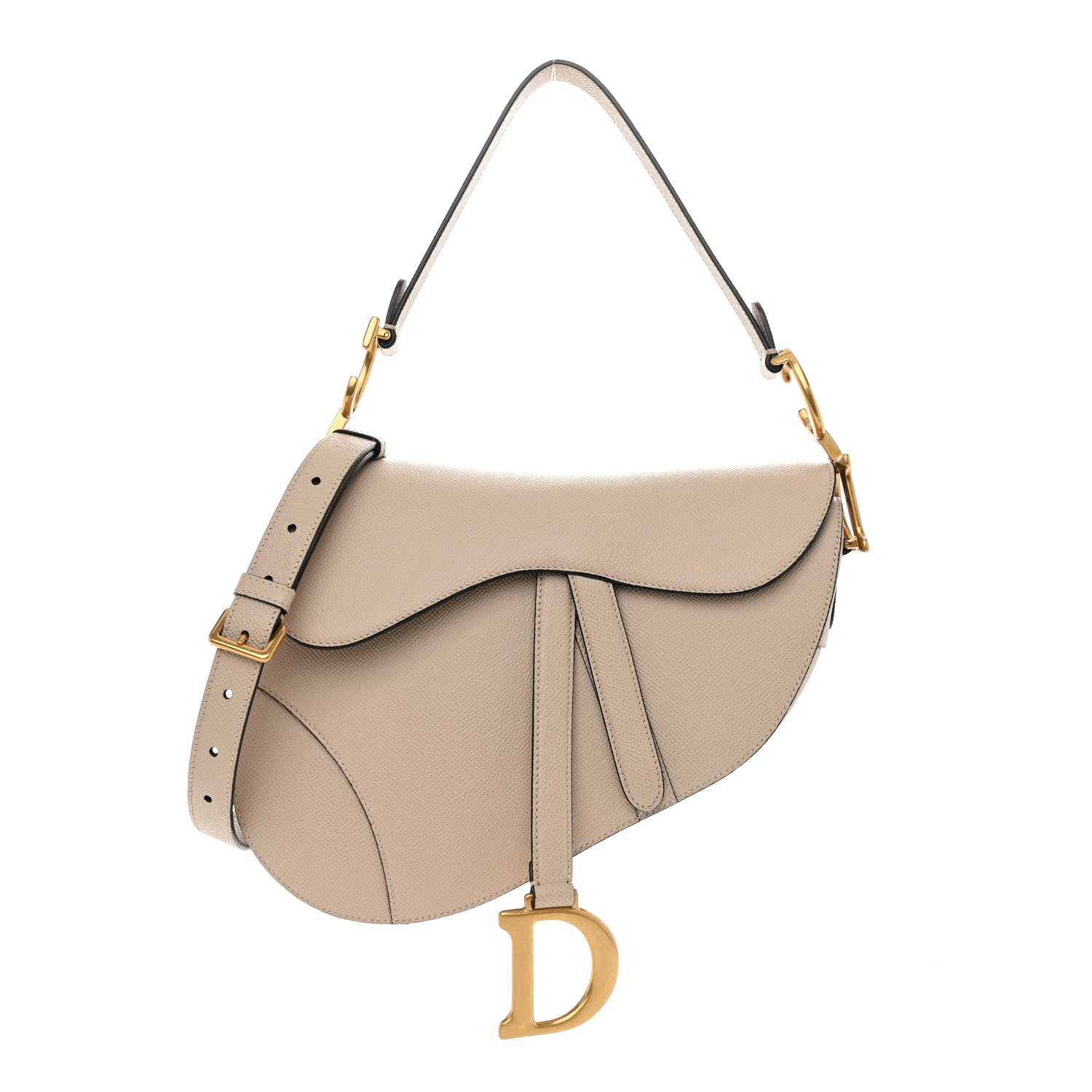 Christian Dior Grained Calfskin Saddle Bag With Strap Hazelnut 1 of 9