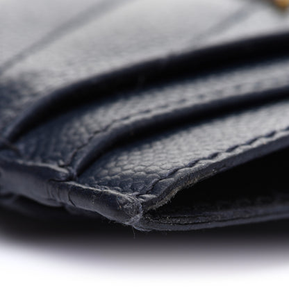 Saint Laurent Grain De Poudre Matelasse Chevron Monogram Credit Card Case Navy 10 of 12