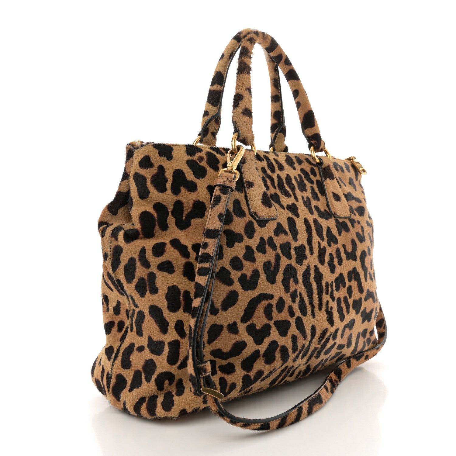 Prada Cavallino Leopard Print Medium Galleria Double Zip Tote Miele Moro 3 of 10