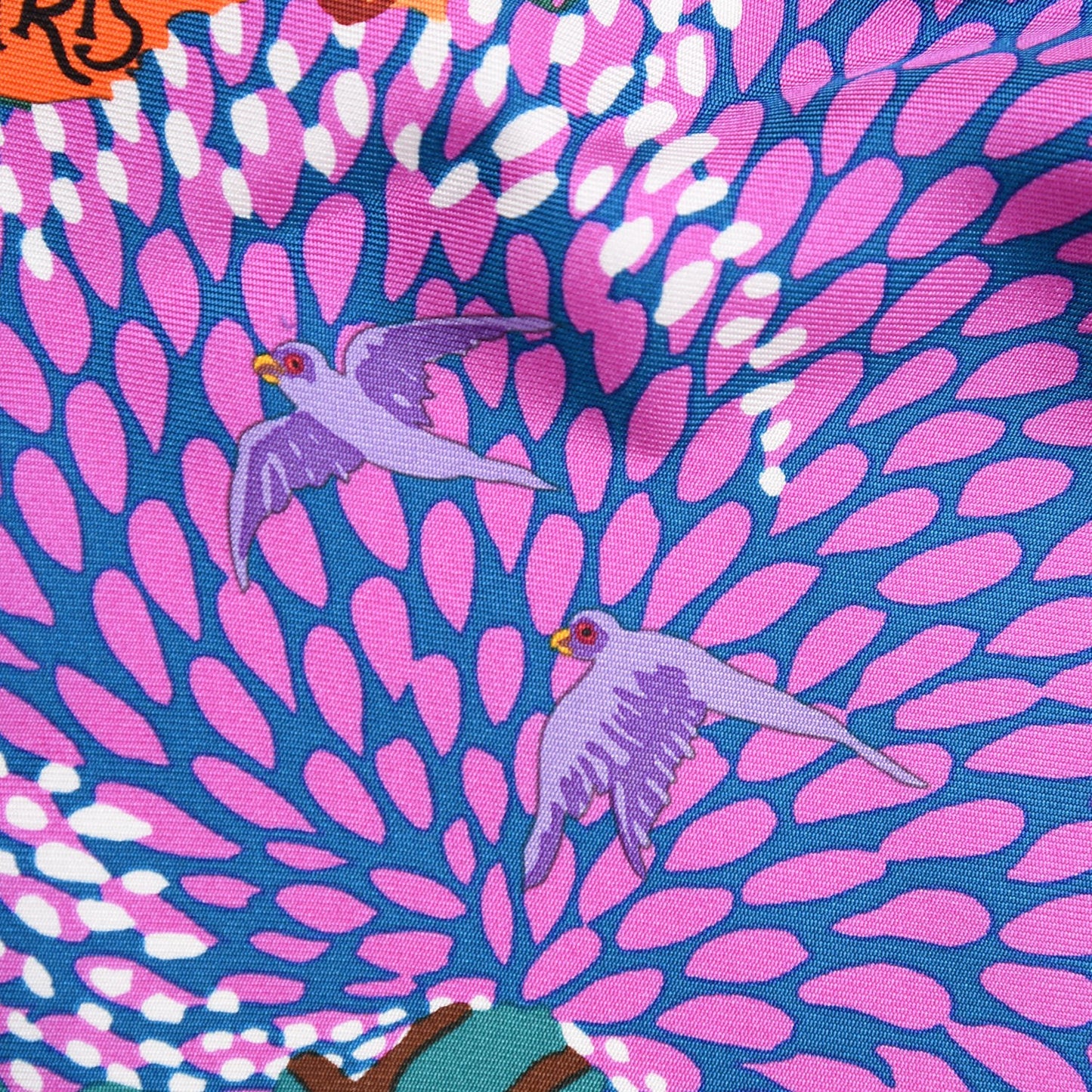 Silk Dans Un Jardin Anglais Scarf 90 Vert Cypres Corail Mauve