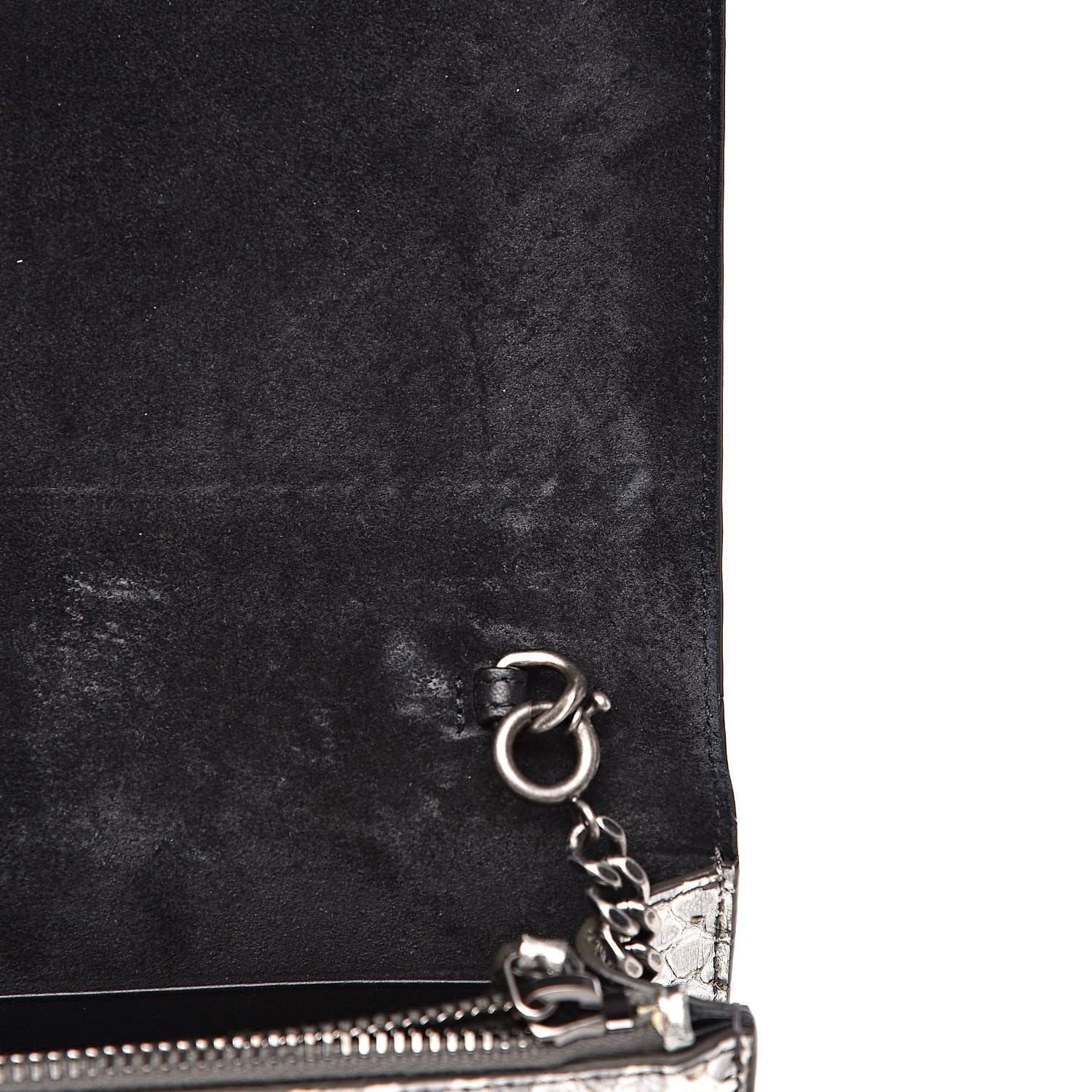 Saint Laurent Metallic Python Calfskin Embossed Classic Monogram Kate Tassel Chain Wallet Anthracite 9 of 13