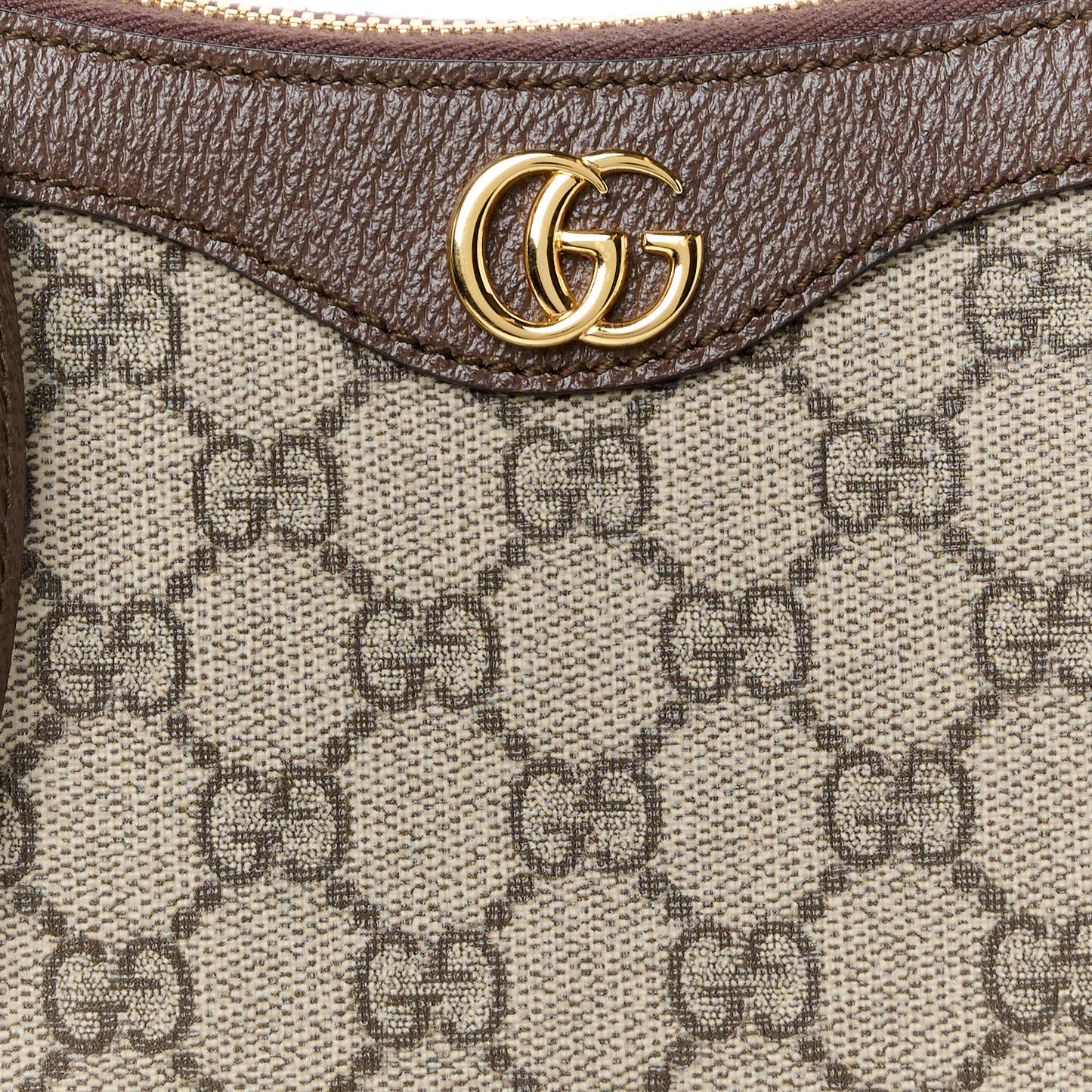 GG Supreme Monogram Textured Dollar Calfskin Small Ophidia Hobo Beige Ebony New Acero