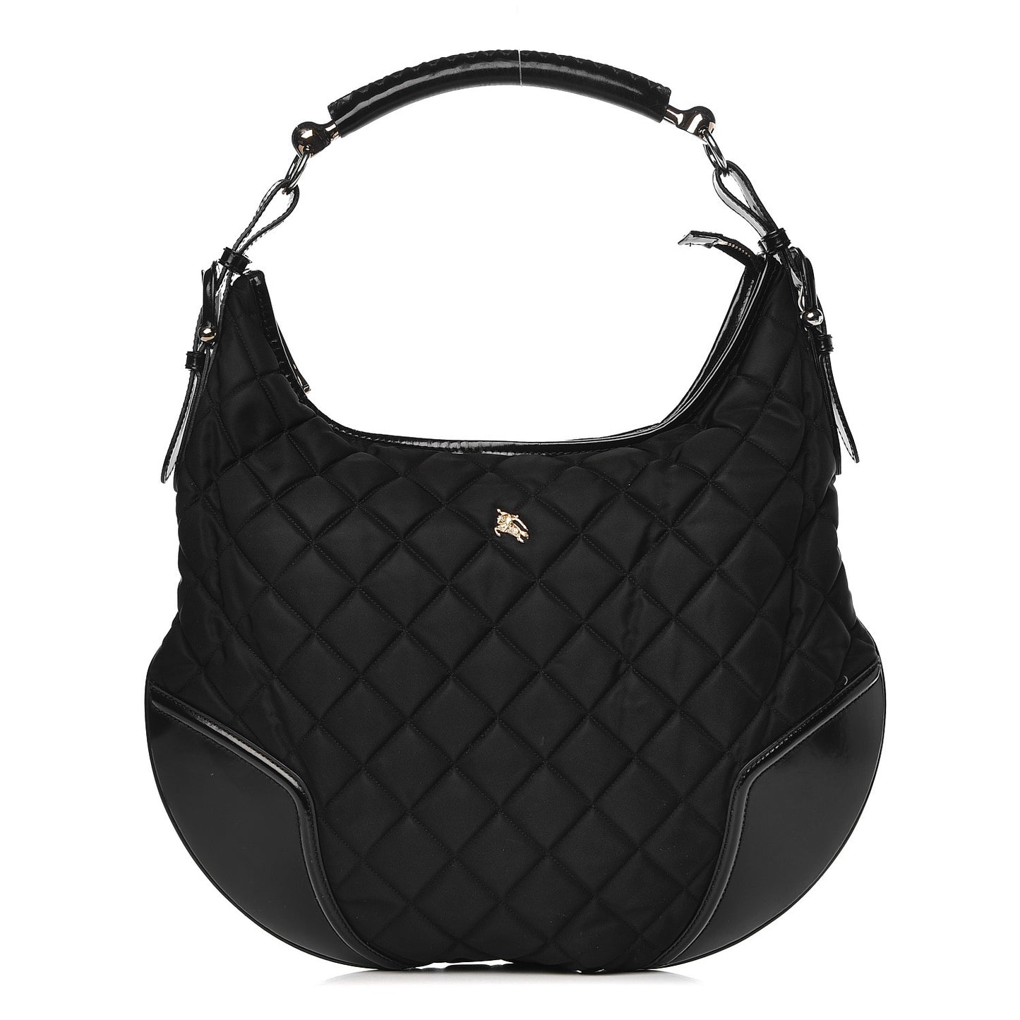 Nylon Calfskin Quilted Hoxton Hobo Black