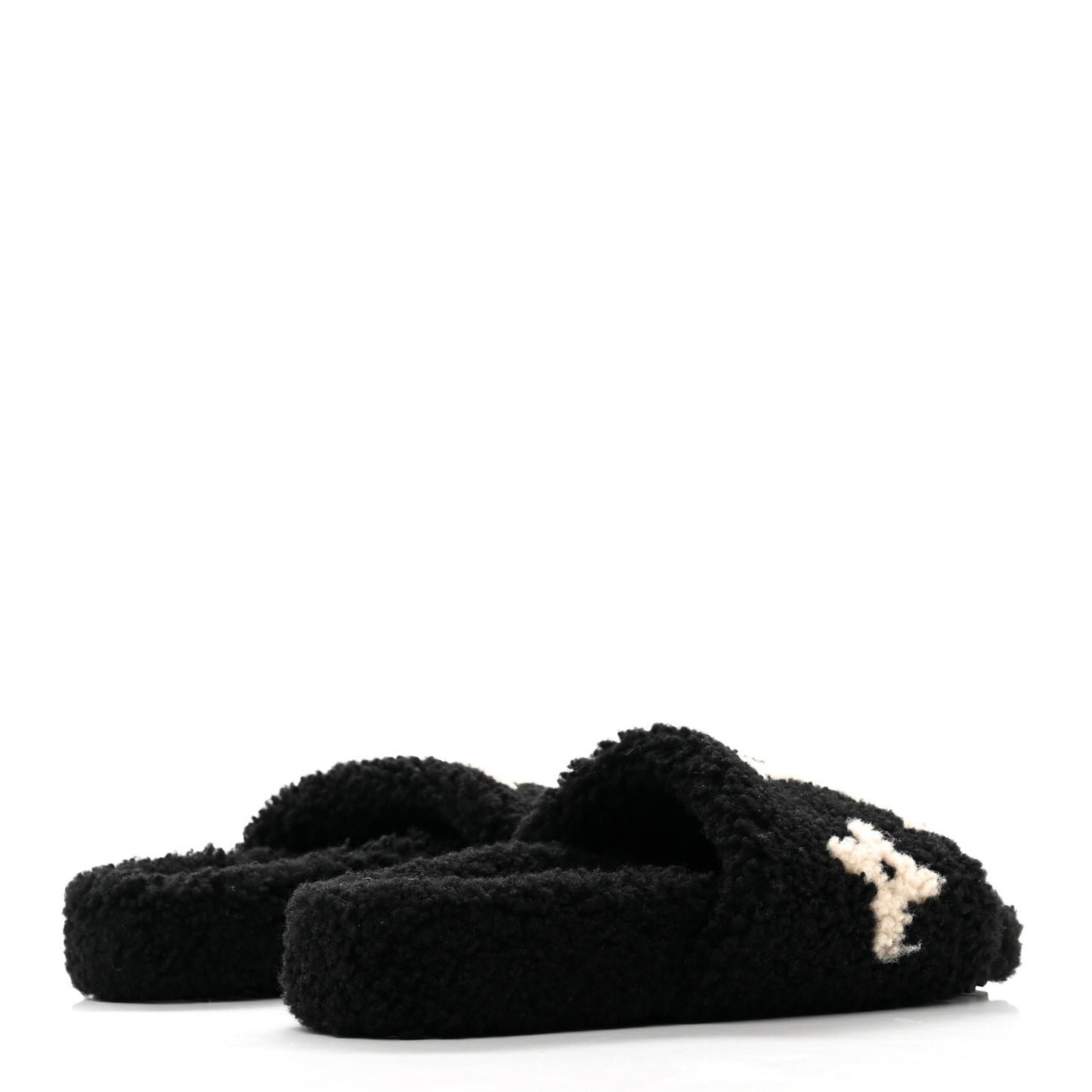 Shearling Bom Dia Flat Mules 38.5 Black