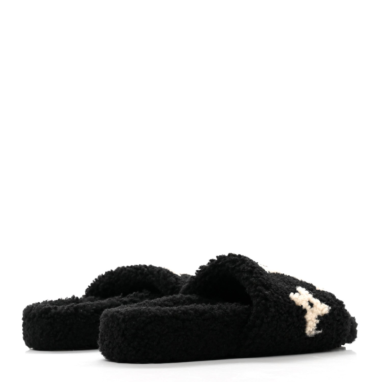 Louis Vuitton Shearling Bom Dia Flat Mules 38.5 Black 3 of 8