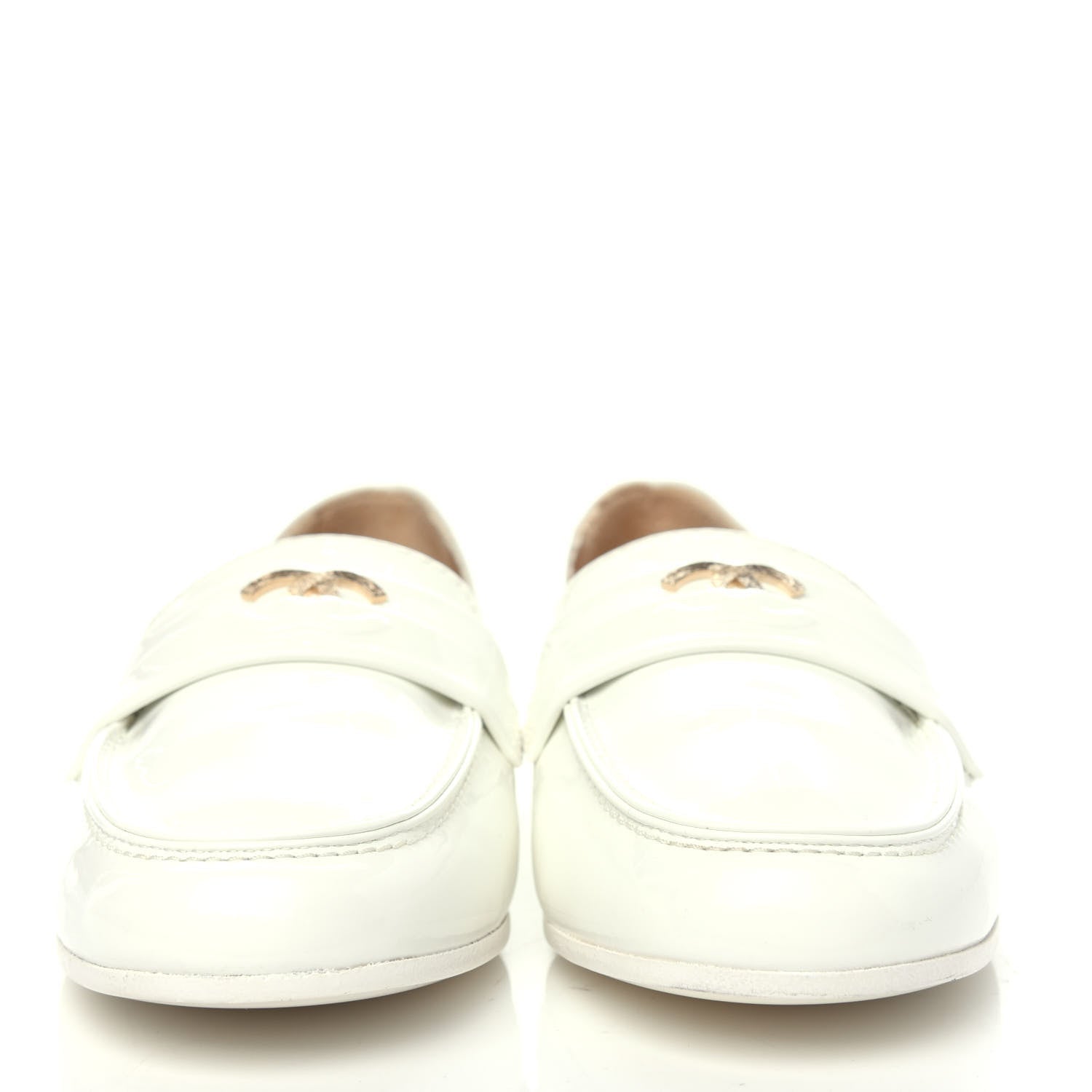 Chanel Patent CC Mocassin Loafers 35.5 White 2 of 10