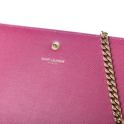 Saint Laurent Grain De Poudre Medium Monogram Kate Satchel Lipstick Fuchsia 9 of 9